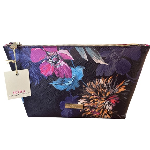 Trina Turk Cosmetic Make Up Bag GORGEOUS Floral Travel Toiletry Vacation Bag NWT - Picture 1 of 3